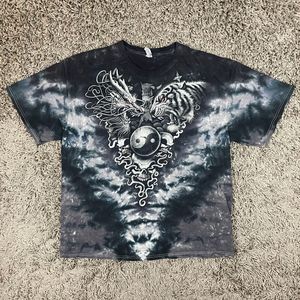 Dragon Shirt Adult Extra Large Skull Sword Yin Yang Anime Y2K Tie Dye Mens Tee